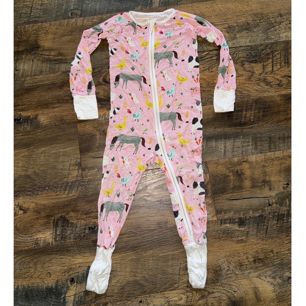 LITTLE SLEEPIES Pink Farm Animals Zippie Pajamas (18-24m)
